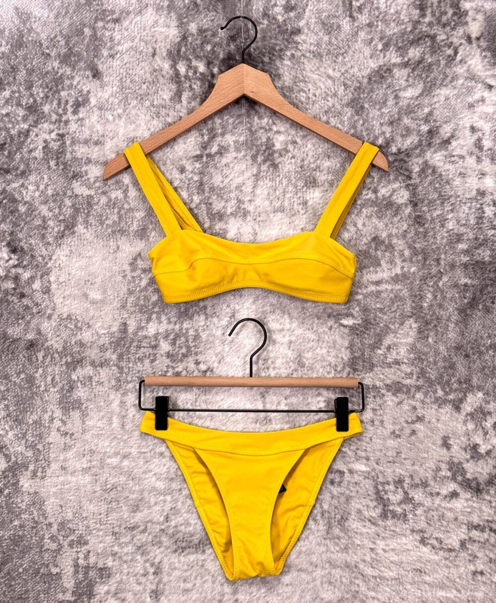 Galamaar 2 Piece Bikini XS Womens Yellow Italian Fabric Made USA